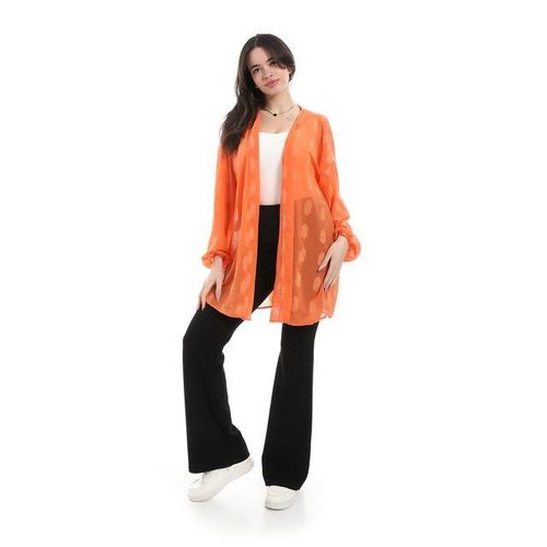 product_image_name-Andora-Open Front Cardigan For Summer - Orange-5