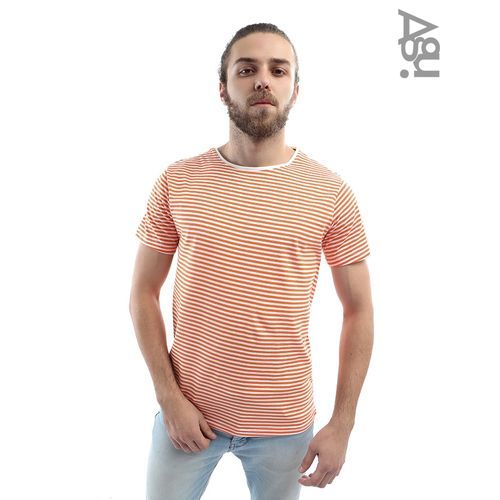 Buy AGU Trendy Striped T-Shirt - Orange in Egypt