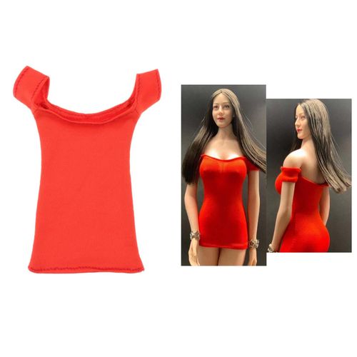 Generic 1/6 Female Clothes Tight Shirt Short Dress Fit 12 Inch Action Red @  Best Price Online