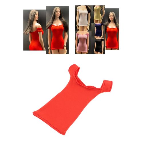 Generic 1/6 Female Clothes Tight Shirt Short Dress Fit 12 Inch Action Red @  Best Price Online