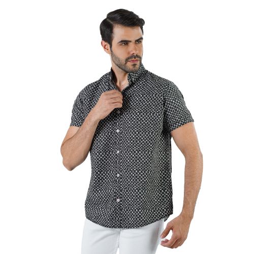 Buy Clever Shirt Cotton Black Half Sleeve in Egypt