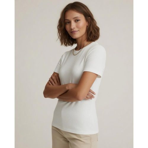 Freska Short-Sleeve Basic Top-White