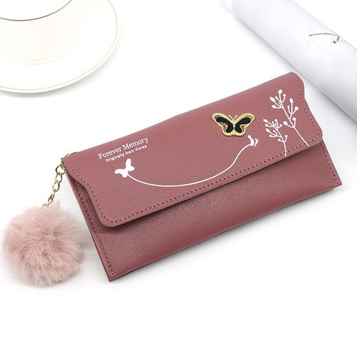 Fashion Rose Red New Fashionable Women Long Wallets Pure Color