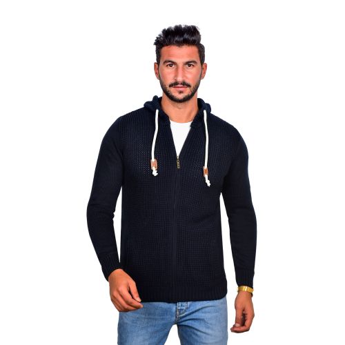 Town Team Casual Hooded Zip Up Sweatshirt - Navy