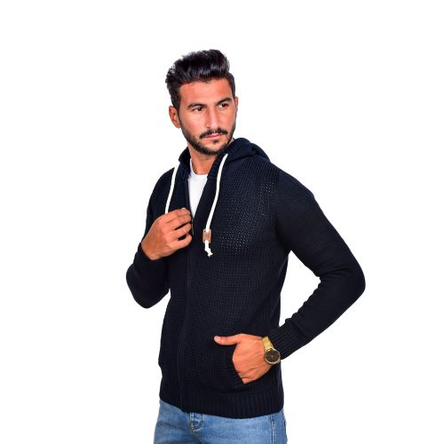Town Team Casual Hooded Zip Up Sweatshirt - Navy