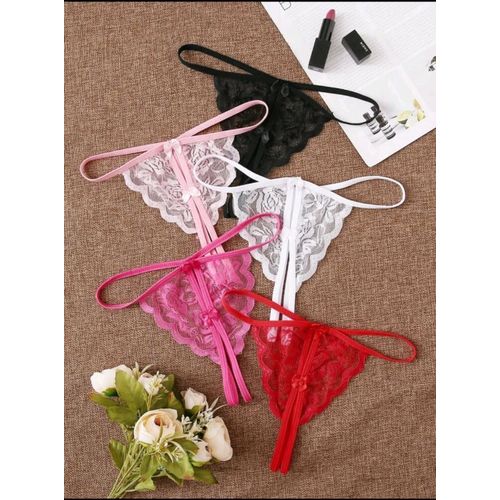 SHEIN 5pack Floral Lace Crotchless Thong Set-5624. @ Best Price Online