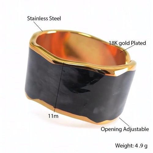 product_image_name-Generic-خاتم V i e n t o F r í o 2 طلاء المينا ستايل كوري هدية للنساء يوم الموضة الزوجة الحبيبة أحد أفراد الأسرة أخت جيدة صديقة من الستانلس ستيل مطلي بالذهب عيار 18 ليوم عيد الحب - مفتوح قابل للتعديل-4