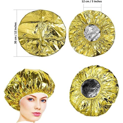 product_image_name-Generic- 2pcs Shower caps suitable for home and salon hair coloring, 12-inch cap size (gold, silver)-1