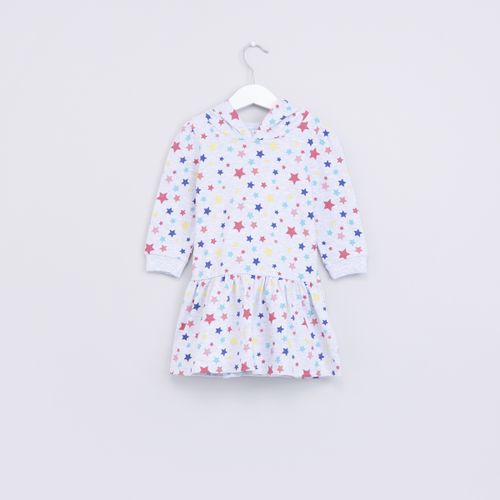 Max Children Star Printed Hooded Long Sleeves Dress - LIGHT GREY