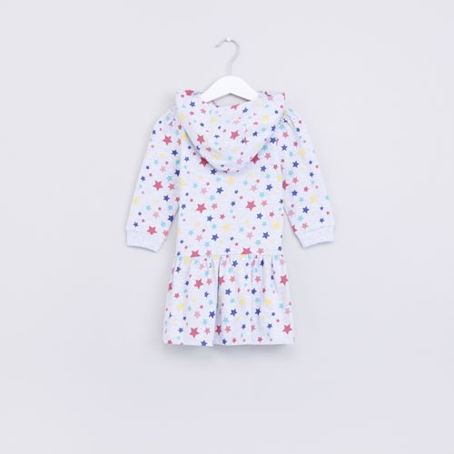 Max Children Star Printed Hooded Long Sleeves Dress - LIGHT GREY