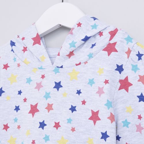 Max Children Star Printed Hooded Long Sleeves Dress - LIGHT GREY