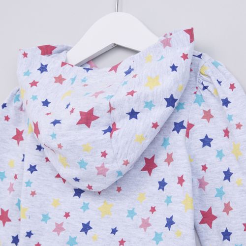 Max Children Star Printed Hooded Long Sleeves Dress - LIGHT GREY