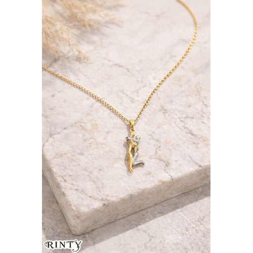 product_image_name-Generic-سلسلة ذهبية قصيرة من ستيل تركي بتعليقة تجريدية تعبّر عن العناق والارتباط-4