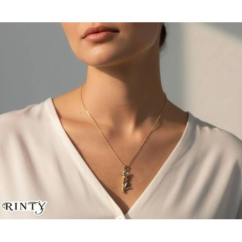 product_image_name-Generic-سلسلة ذهبية قصيرة من ستيل تركي بتعليقة تجريدية تعبّر عن العناق والارتباط-5