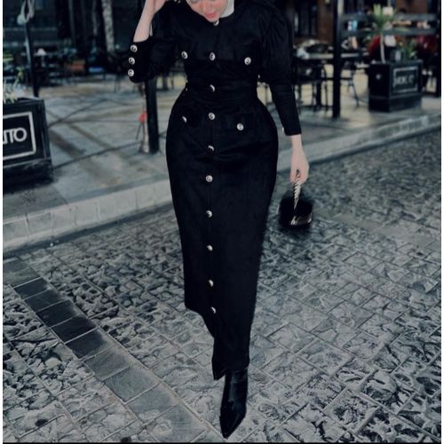 product_image_name-Generic-فستان حريمي من الشمواه مناسب لفصل الشتاء - اسود-3