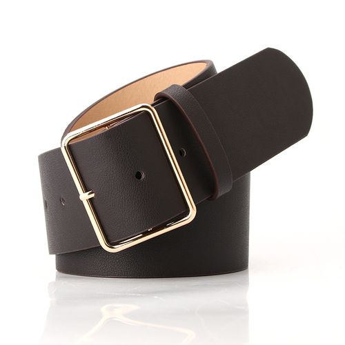 Fashion (brown)PU Leather Women Waist Belt For Jeans Gold Buckle Wide  Ladies Dress Belt Strap Green Brown Black Female Sweater Waistband MOS @  Best Price Online