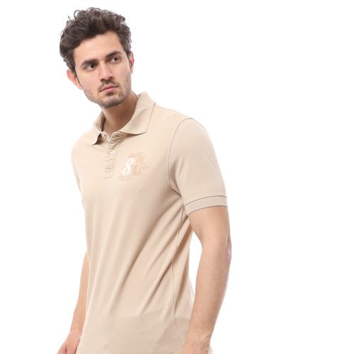 Red Cotton Classic Cotton Polo T-Shirt For Men -BEIGE @ Best Price Online