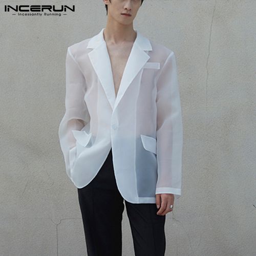 Incerun White Long Sleeve, Incerun Streetwear Mens