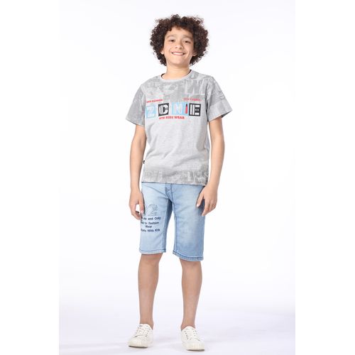 Buy Ktk Casual Gray Printed T-Shirt For Boys in Egypt