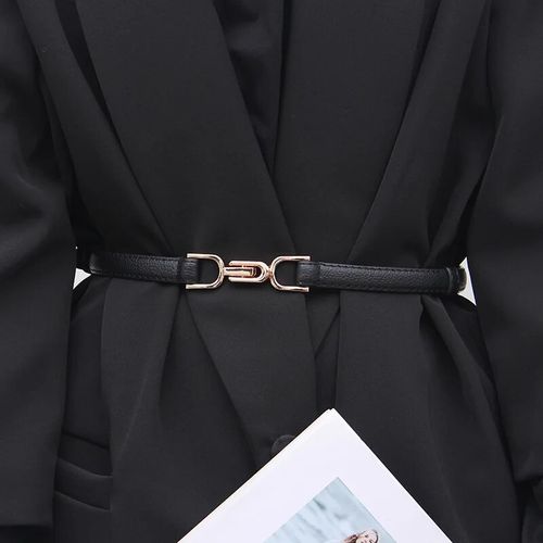 Adjustable Thin Waist PU Leather Skinny Belt For Womens Dresses