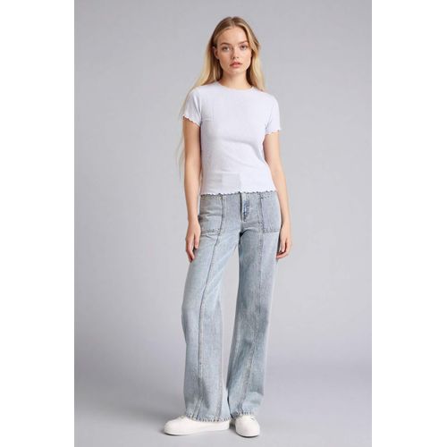 product_image_name-Defacto-Fıtted Bisiklet Yaka Fitilli Kaşkorse Kısa Kollu Tişört-2