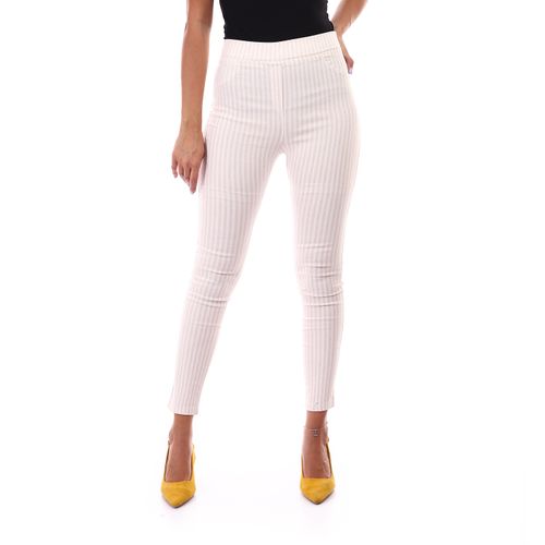 Buy Esla Slip On Striped Skinny Pants - Beige in Egypt