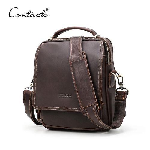 CONTACT'S Leather Men Shoulder Bags For 10.5 IPad High Quality