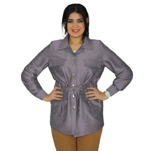 Buy Smoky Egypt Casual Jacket With Front Pockets And Belt - Purple in Egypt