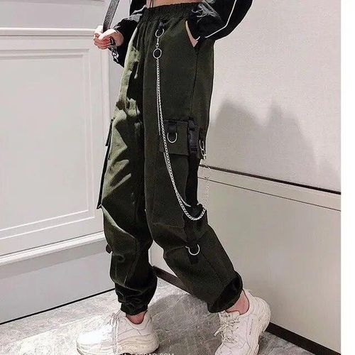 Köstebek Harajuku Black Eyelet Chain Cargo Pants - Trendyol