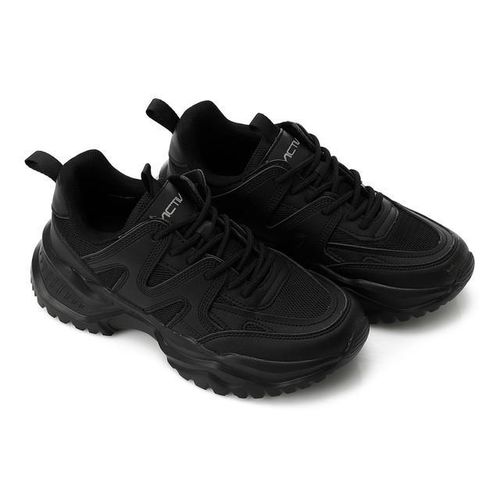product_image_name-Activ-Comfy Lace Up Textile Sneakers - Black-1