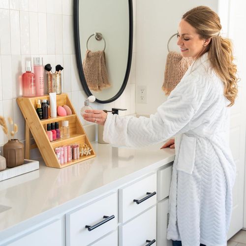 product_image_name-Generic-Bamboo Spice Rack Organizer For Kitchen, Sturdy Wood Shelf Seasoning Rack, 3 Tier Free Standing (WOOD)-5