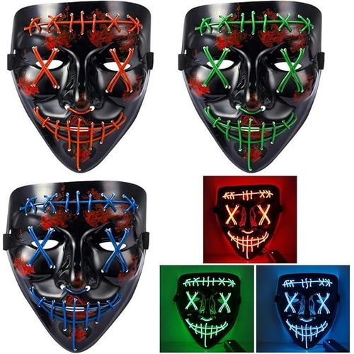 product_image_name-Generic-3PACK Halloween Scary Mask LED Mask-LED Purge MaskLED Light Up Mask EL Wire Light Up for Festival Cosplay Halloween Costume Halloween Festival Party Blue light+Green light+Red light-1