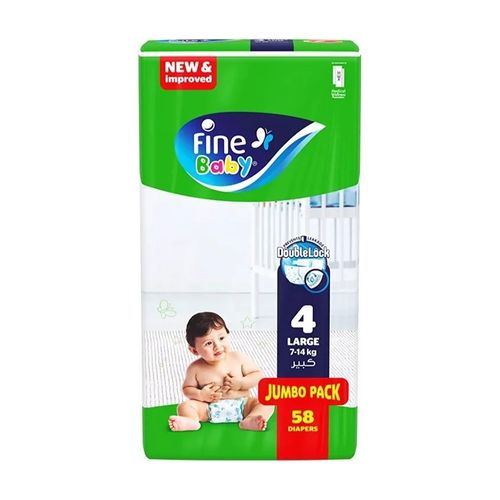 اشتري Fine Baby Large Baby Diapers (Size Four) 58 Pcs في مصر