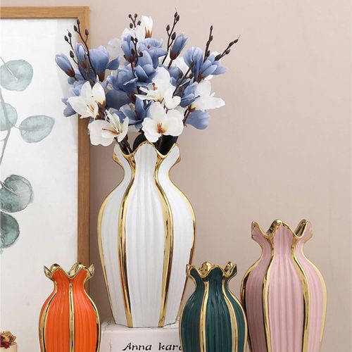 product_image_name-Generic-فازة سيراميك ذهبية من يدايو، فازة زهور عصرية للهالوين وعيد الشكر لتزيين طاولة الزفاف والمطبخ والمكتب وغرفة المعيشة، أبيض-3