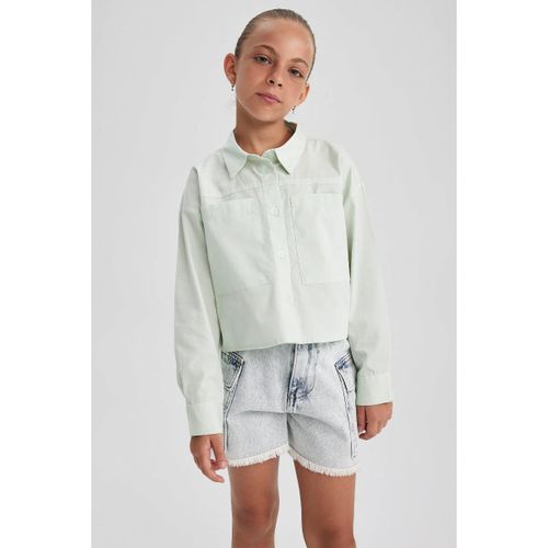 product_image_name-Defacto-Girl Cropped Fit Long Sleeve Shirt - Aqua-2