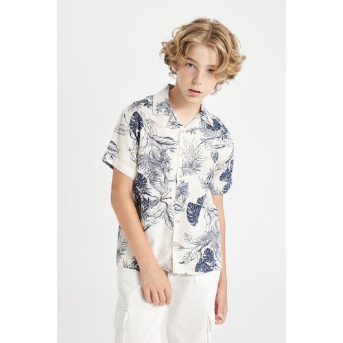 product_image_name-Defacto-Boy Resort Neck Regular Fit Short Sleeve Shirt - Ecru-1