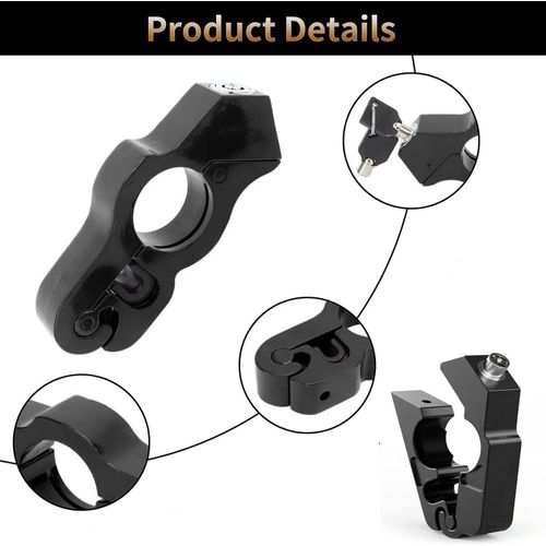 product_image_name-Generic- قفل مقود دراجة نارية متين من الالومنيوم مع عتلة للحماية من السرقة مع مفتاحين، للدراجة والسكوتر (اسود، : ) - من رنا ستور -2