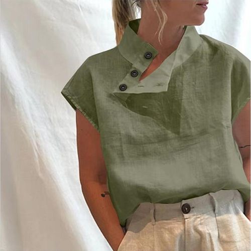  Women's Cotton Linen Shirt Womens Casual Tops 2023