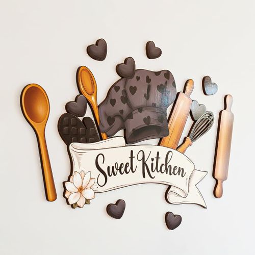 product_image_name-Generic-Chef Kitchen Black Wood Wall Sticker 40 * 50 - Made of High Quality Wood Laser Cut with Extreme Accuracy - Modern Wall Decor Moisture-proof and Easy to Install - Perfect for Home Kitchens, Restaurants-1
