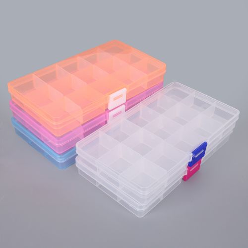 Generic Plastic Storage Boxes 15 Slots Adjustable Pack Nsparent Tool Case Craft  Organizer Box-Orange @ Best Price Online