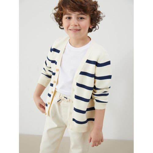 product_image_name-LC Waikiki-V Neck Striped Boy's Knitwear Cardigan-1