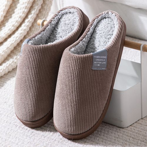 Fashion Winter Home Slippers Flat Floor Shoes Non-slip Soft Winter Warm Slippers Indoor Bedroom Lovers Couples Slides-Brown Men @ Best Price Online | Jumia Egypt