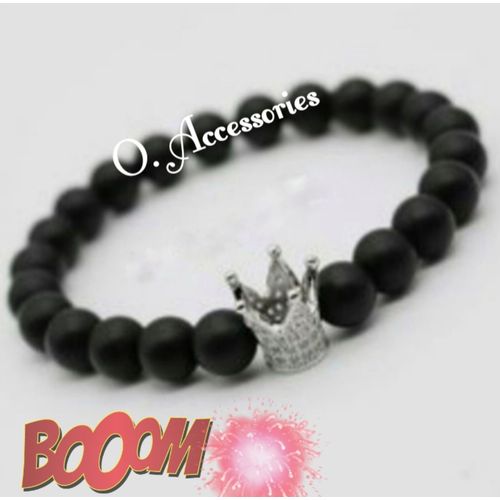 اشتري O. Accessories حظاظه اسوره  اسود من حجر الاونكس الاسود  _التاج الفضي في مصر