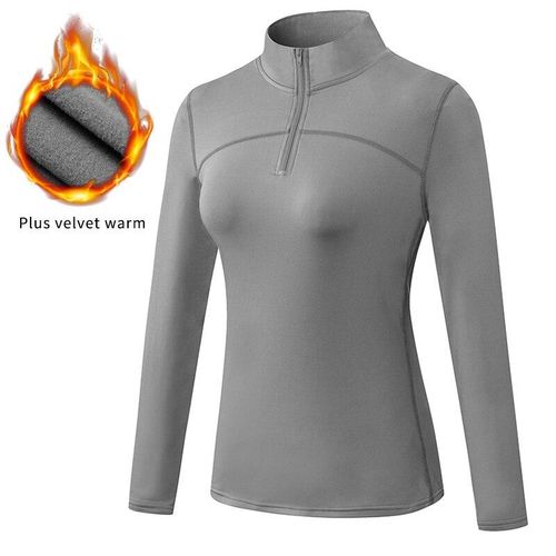 Running sports tops for women in autumn and winter plus velvet