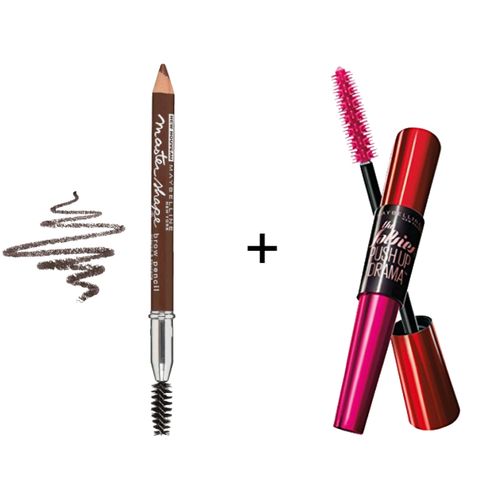 Buy Maybelline New York The Falsies Push Up Drama Black Mascara - Noir \ Very Black + Master Shape Brow Pencil - Soft Brown in Egypt