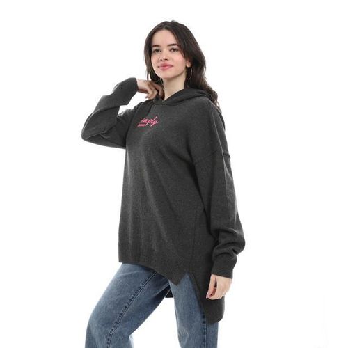 product_image_name-Andora-Comfy Pullover With Hooded Neck - Dark Grey-2