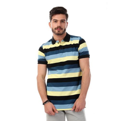 Buy Andora Striped Short Sleeves Buttoned Polo Shirt - Multicolour in Egypt