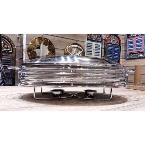 product_image_name-Generic-طاجن تقديم بايركس حراري بغطاء وحامل استيل بطلاء معالج من الخارج يوجد بالحامل مكان 2 شمعه للتسخين-5