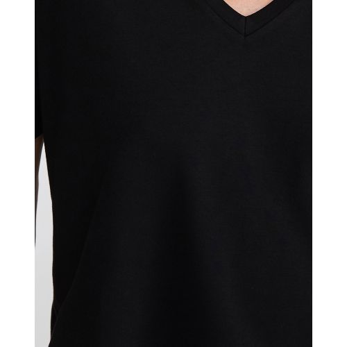 Reserved Drop Shoulder V-Neck T-Shirt - Black