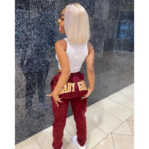 16 Jeans Baby Girl Letter Print Sweatpants Women High Waist